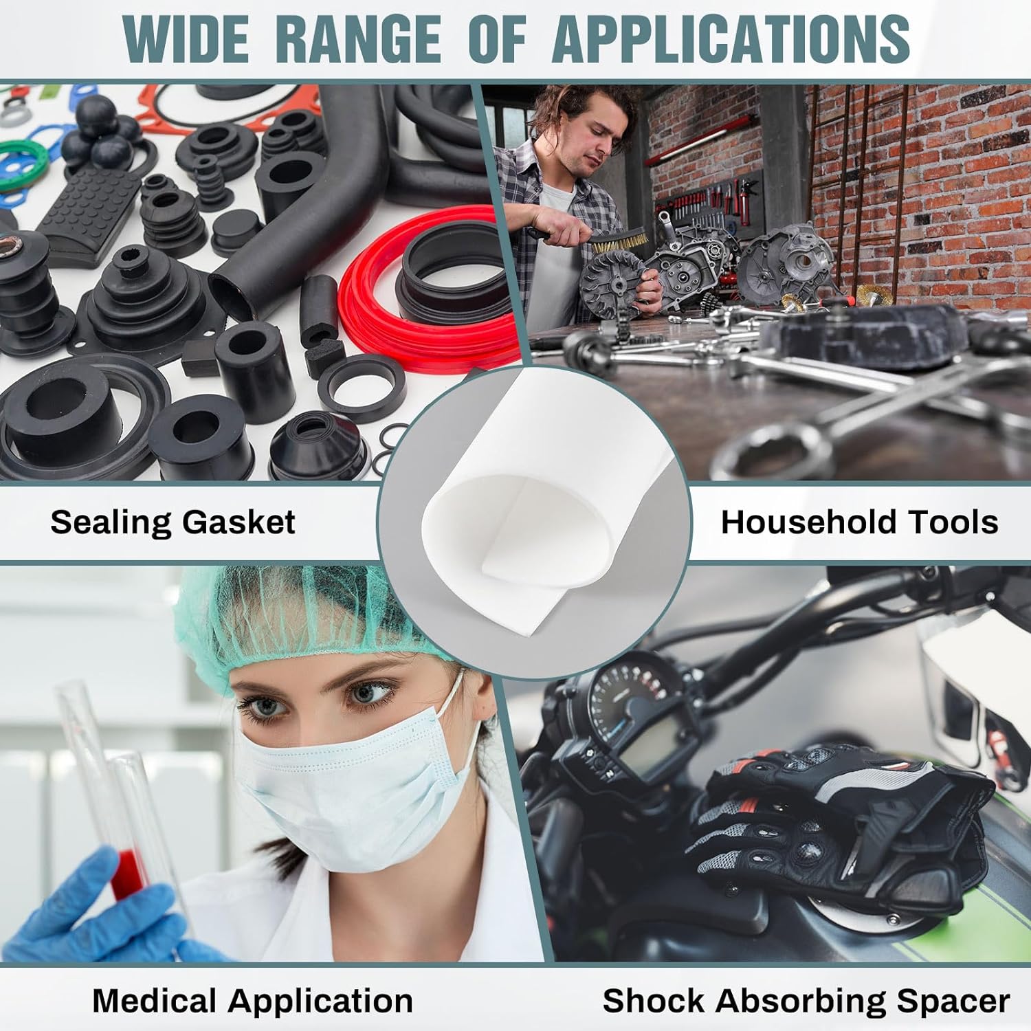 Folha de borracha de silicone de 12 x 12 polegadas, almofada de borracha branca de 1/8 de polegada, material de junta de borracha resistente ao calor para serviços pesados - Fornecedores Paidu